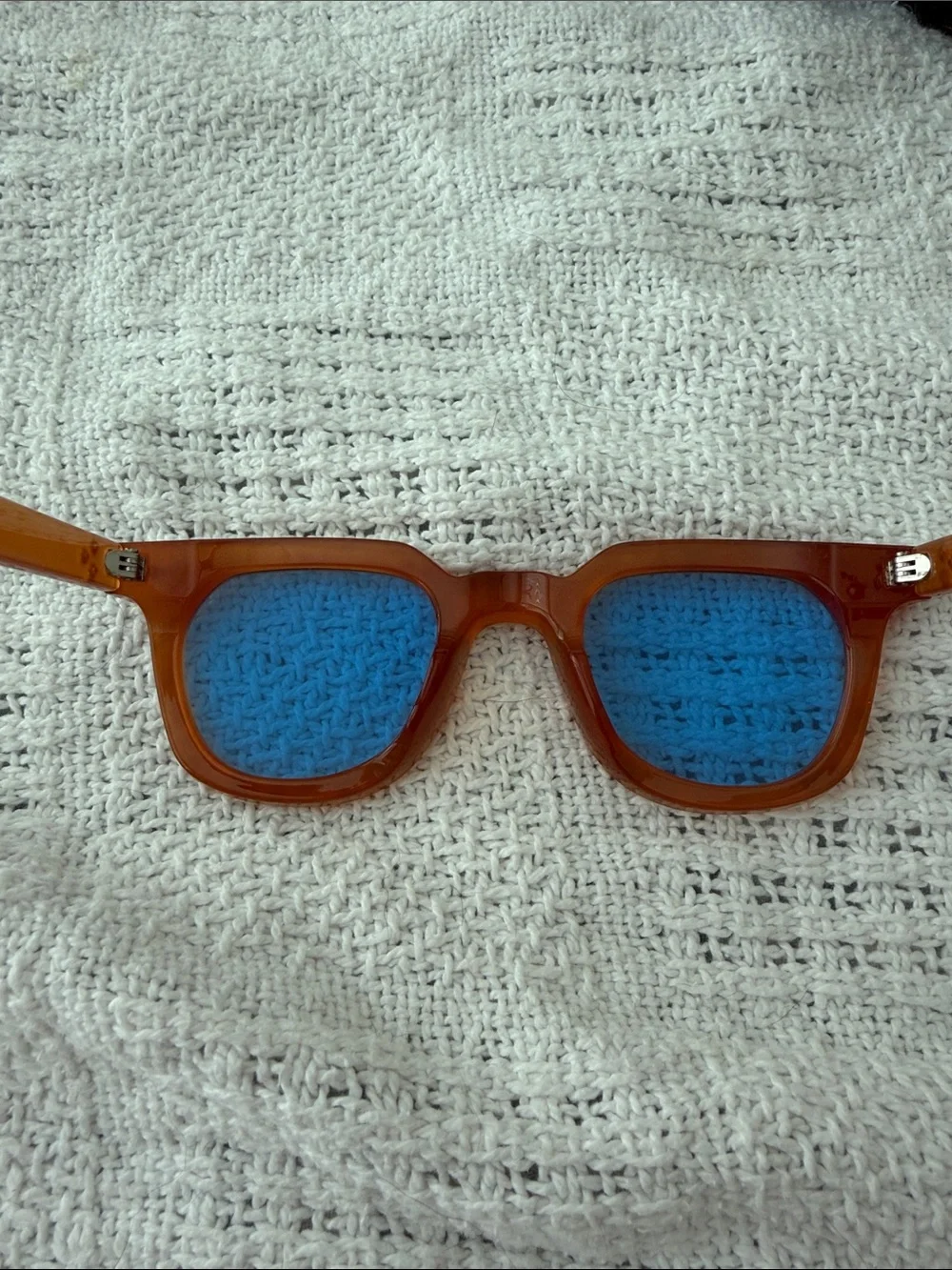 Men's Brown Frame Sunglasses with Blue Lenses